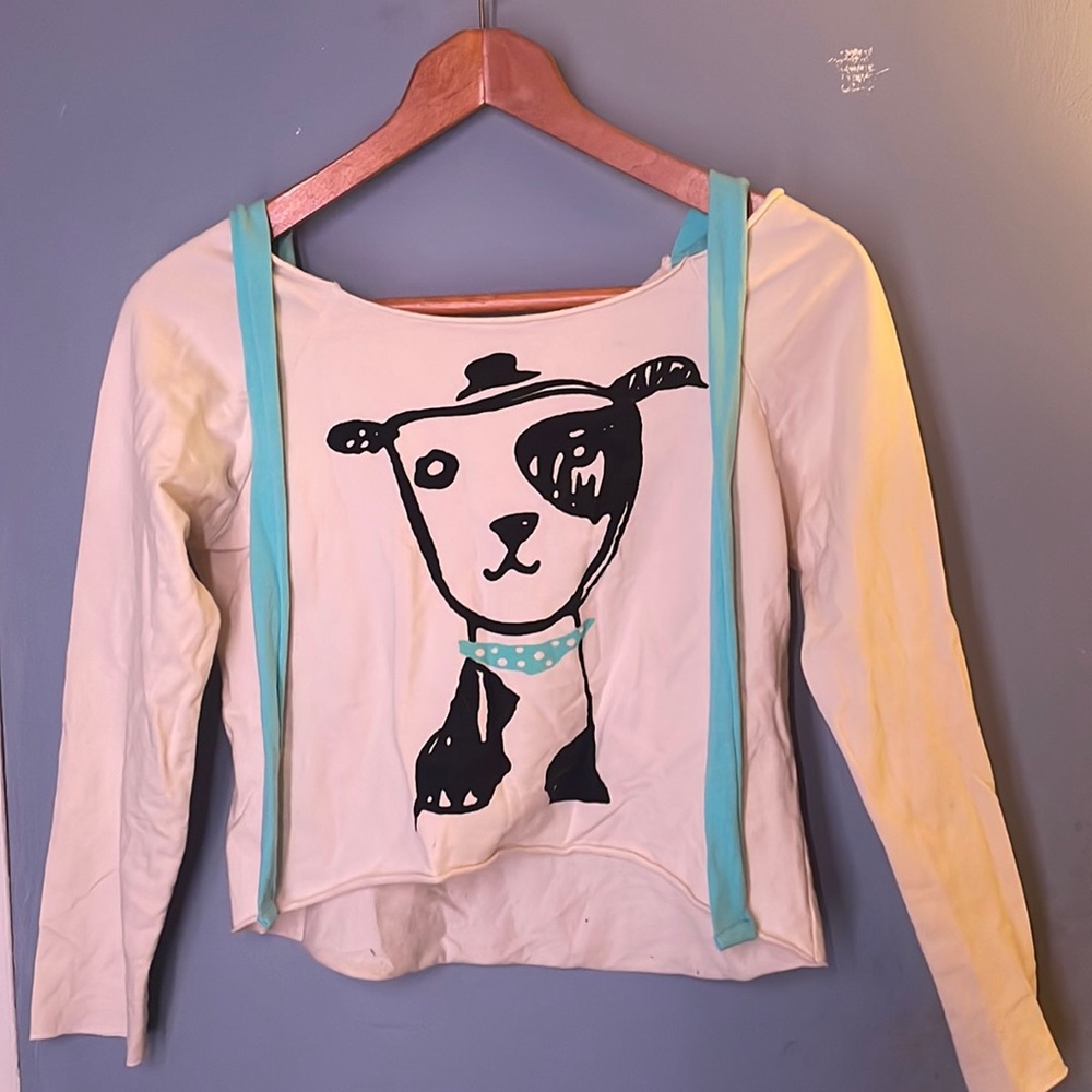 Puppy shirt off shoulder Low neck Stretched